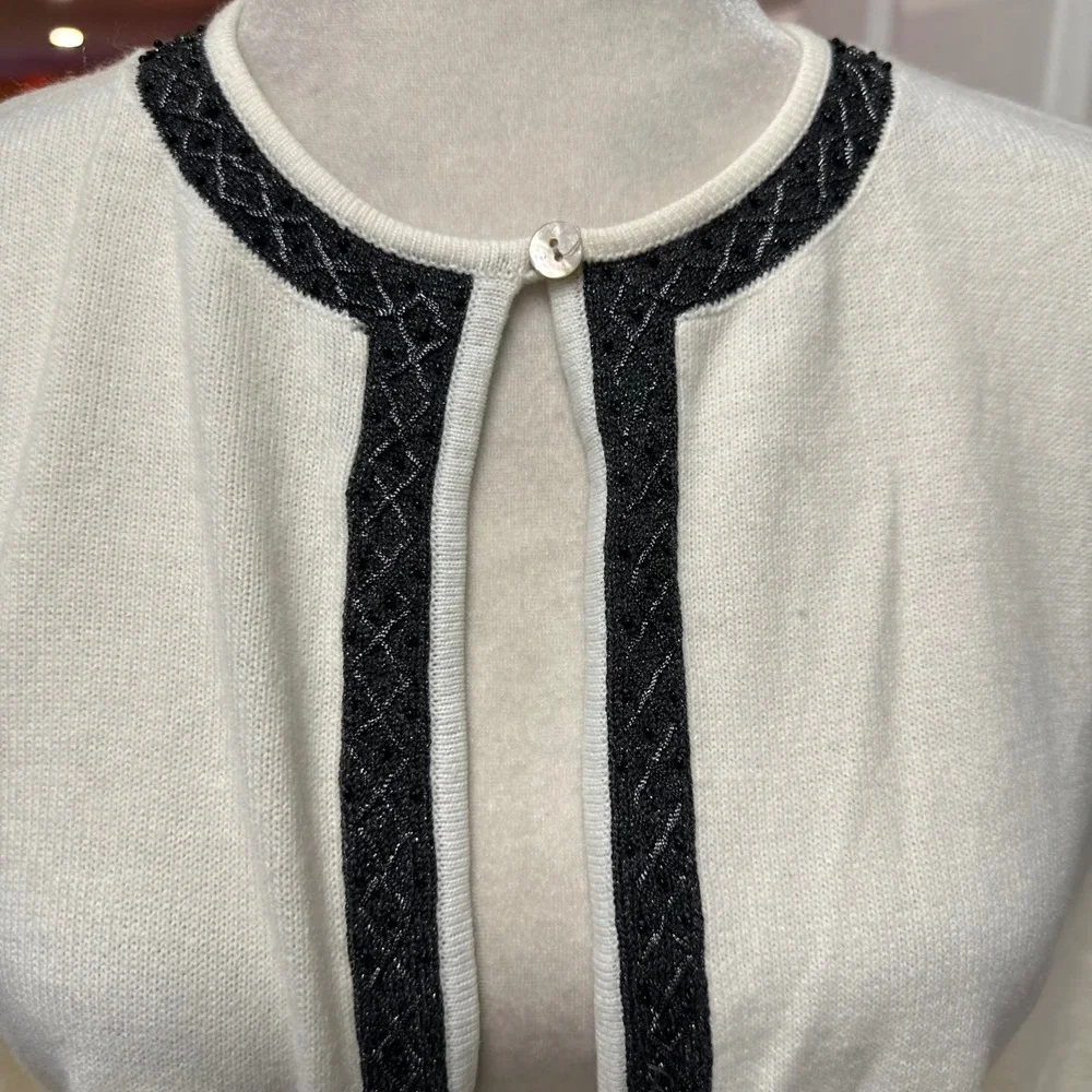 Vintage‎ Y2K 90s Womens Tunic Cardigan Size L Minimalist Old Money Grannycore